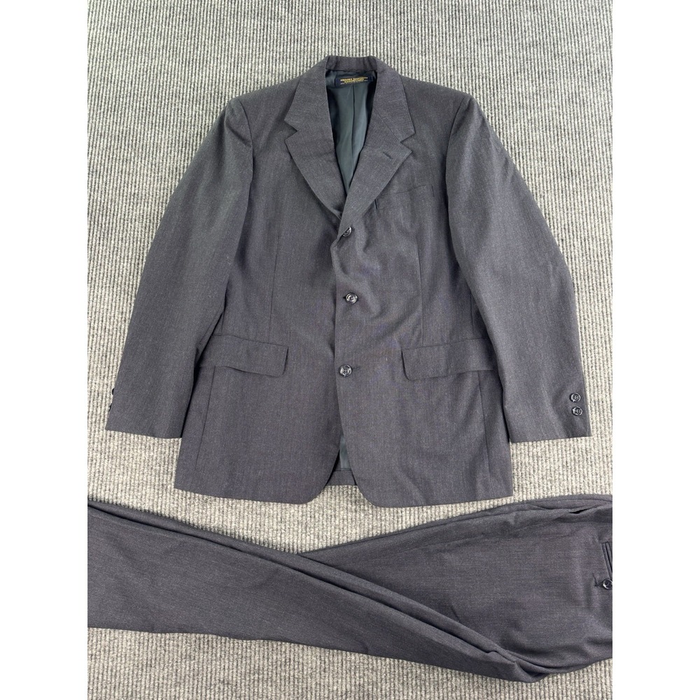Vintage Brooks Brothers Suit 43 R Blue Wool Birdseye Brooksgate Union 34x31